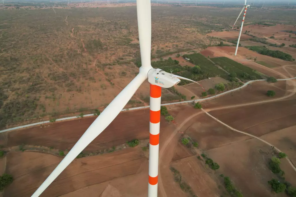 High-capacity wind turbine generating renewable energy for the national grid.